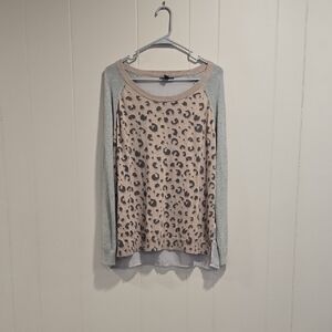 GAP Animal Print Long Sleeve Top - Tan and Gray